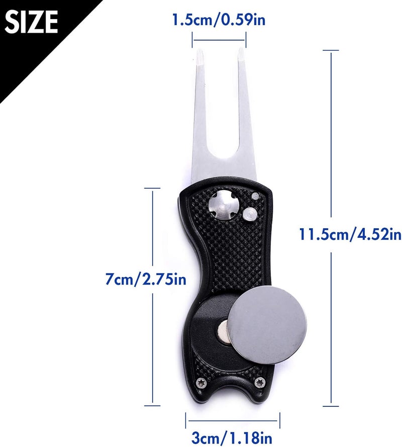Fpxnb 2 Pack Metal Foldable Golf Divot Tool with Pop-up Button & Magnetic Ball Marker (Pack of 2, Fish Design) - Image 2